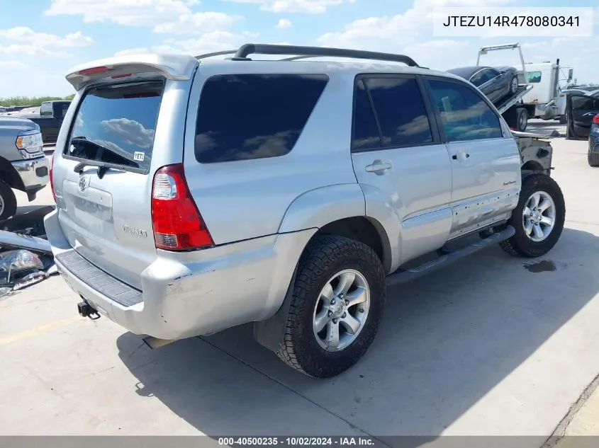 2007 Toyota 4Runner Sport V6 VIN: JTEZU14R478080341 Lot: 40500235