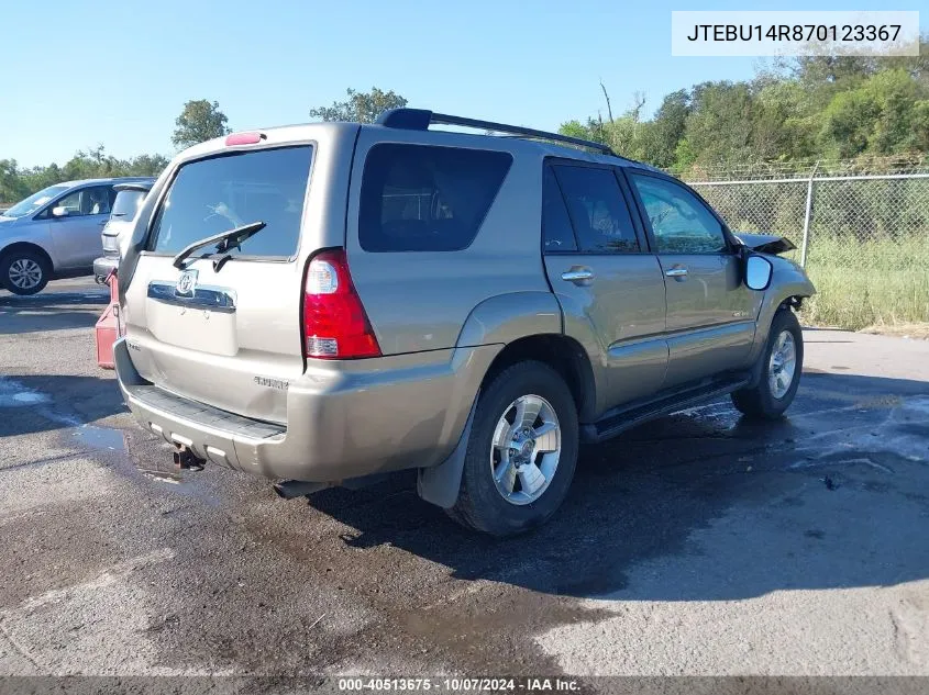 JTEBU14R870123367 2007 Toyota 4Runner Sr5/Sport