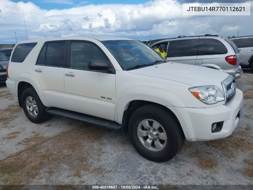 2007 Toyota 4Runner Sr5/Sport VIN: JTEBU14R770112621 Lot: 40519687