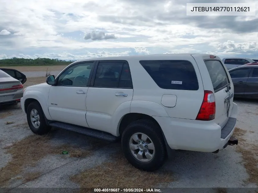 2007 Toyota 4Runner Sr5/Sport VIN: JTEBU14R770112621 Lot: 40519687