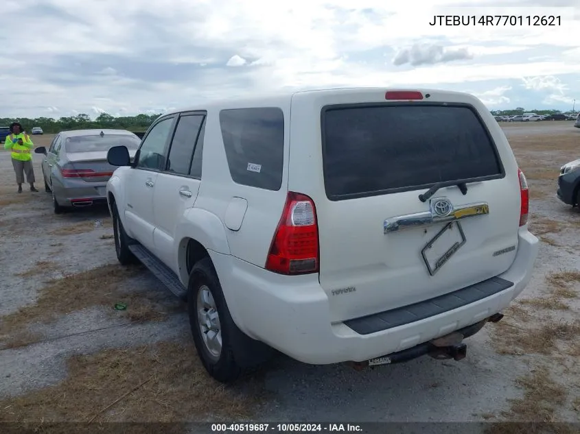 2007 Toyota 4Runner Sr5/Sport VIN: JTEBU14R770112621 Lot: 40519687