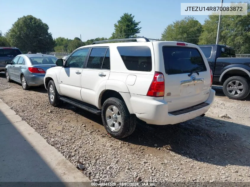 2007 Toyota 4Runner Sr5 V6 VIN: JTEZU14R870083872 Lot: 40541529