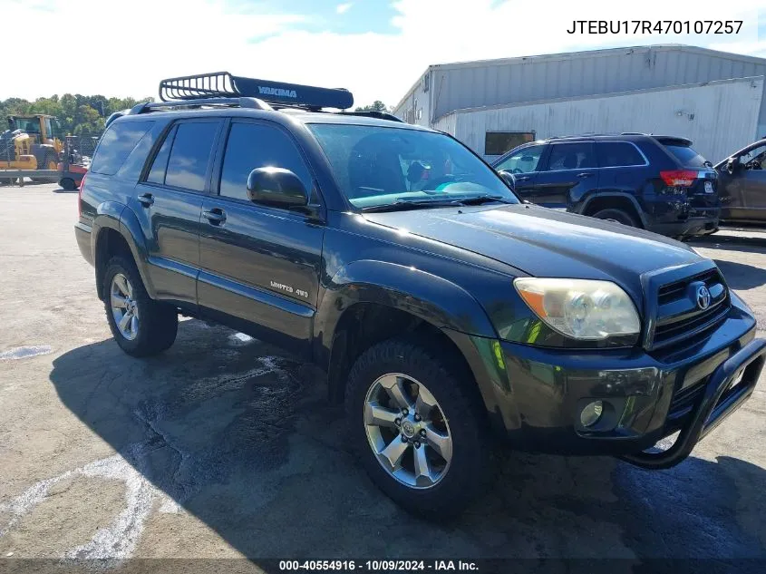 JTEBU17R470107257 2007 Toyota 4Runner Limited V6