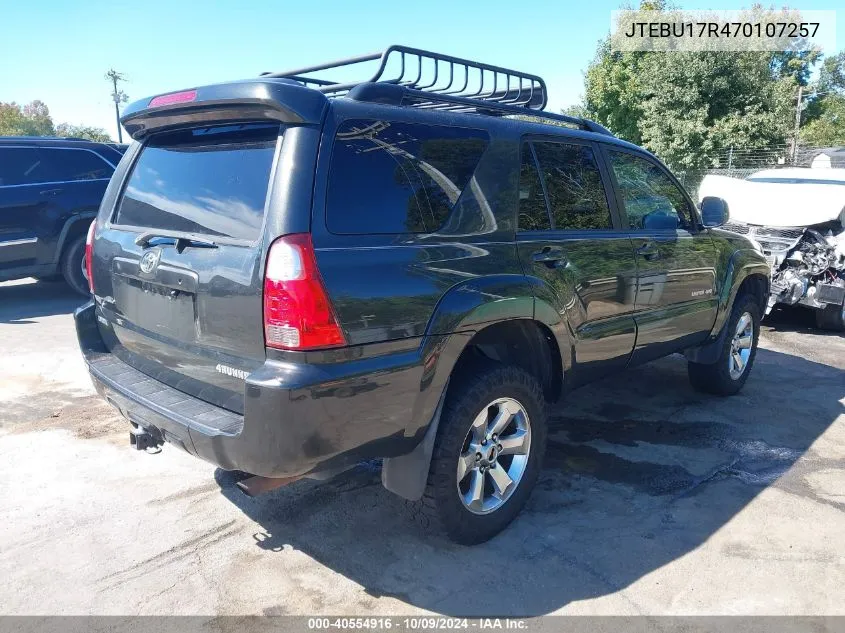 JTEBU17R470107257 2007 Toyota 4Runner Limited V6