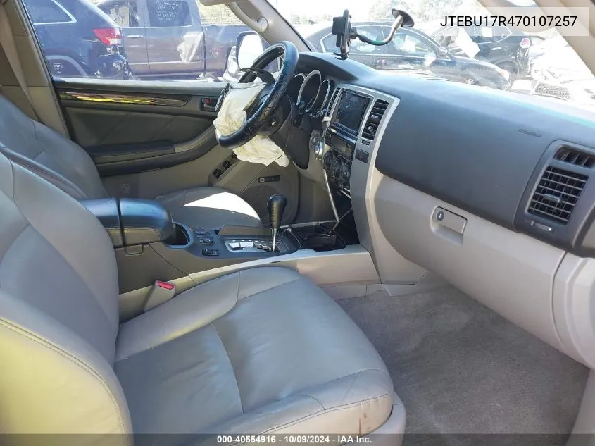 JTEBU17R470107257 2007 Toyota 4Runner Limited V6