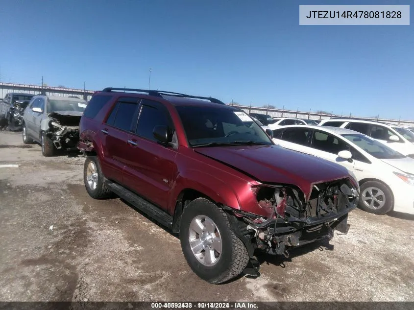 2007 Toyota 4Runner Sr5 V6 VIN: JTEZU14R478081828 Lot: 40592433