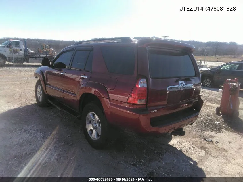 2007 Toyota 4Runner Sr5 V6 VIN: JTEZU14R478081828 Lot: 40592433