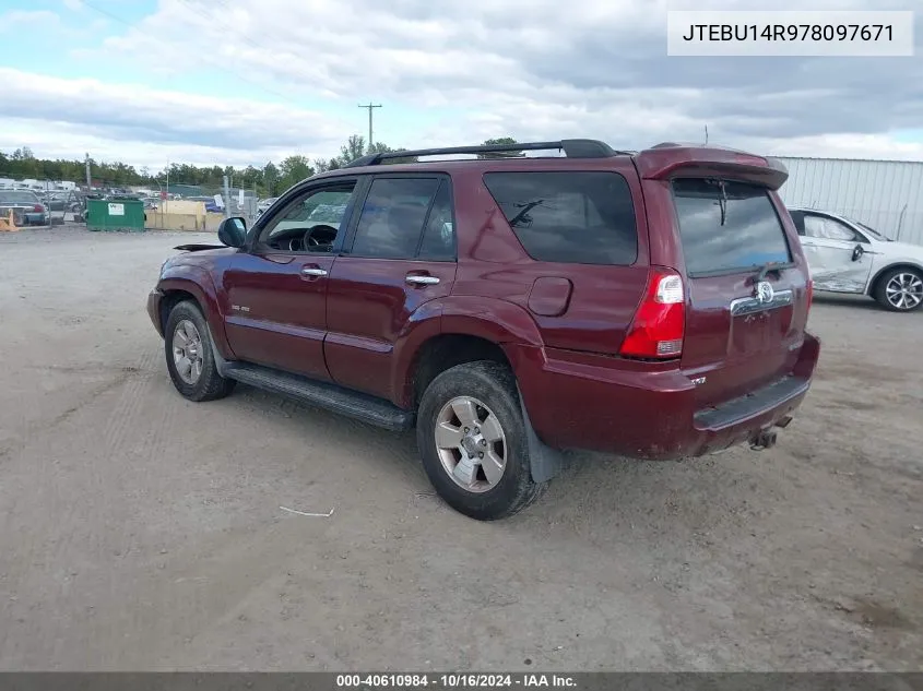 2007 Toyota 4Runner Sr5 V6 VIN: JTEBU14R978097671 Lot: 40610984