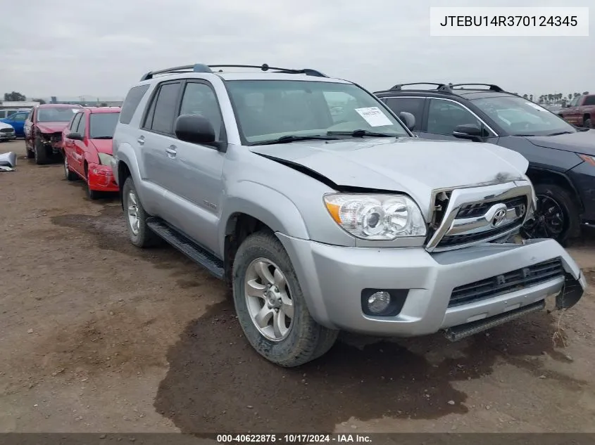 2007 Toyota 4Runner Sr5 V6 VIN: JTEBU14R370124345 Lot: 40622875