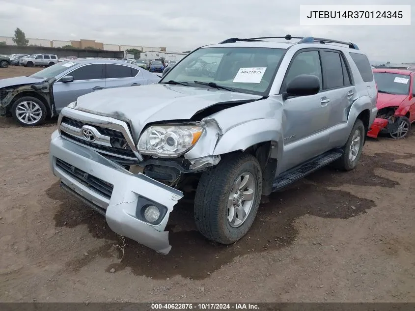 2007 Toyota 4Runner Sr5 V6 VIN: JTEBU14R370124345 Lot: 40622875