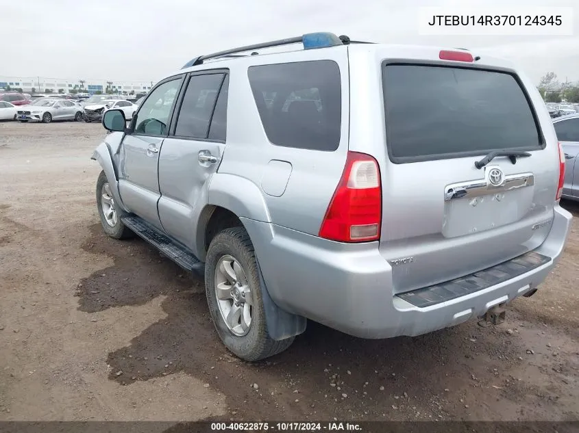 2007 Toyota 4Runner Sr5 V6 VIN: JTEBU14R370124345 Lot: 40622875