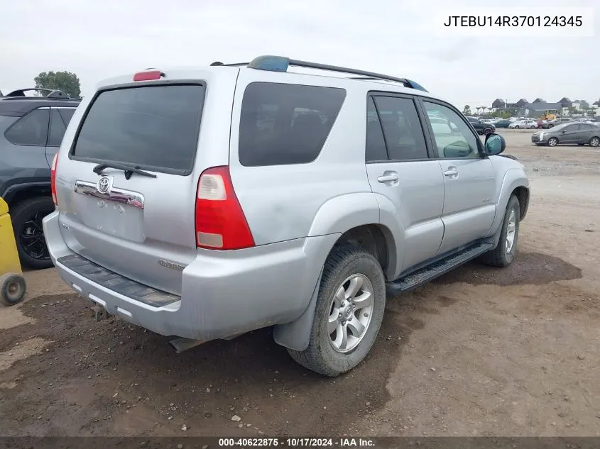 2007 Toyota 4Runner Sr5 V6 VIN: JTEBU14R370124345 Lot: 40622875