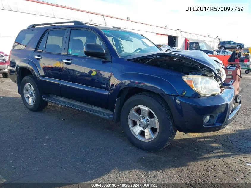 2007 Toyota 4Runner Sr5 V6 VIN: JTEZU14R570097759 Lot: 40668198