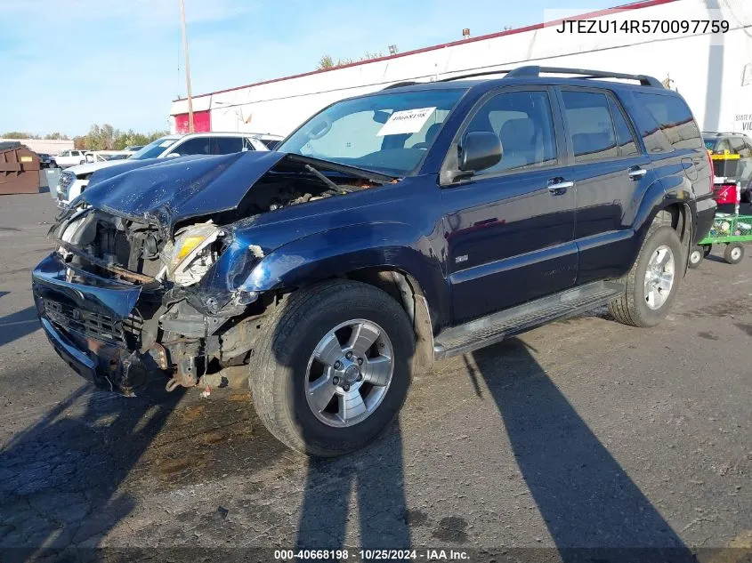 2007 Toyota 4Runner Sr5 V6 VIN: JTEZU14R570097759 Lot: 40668198