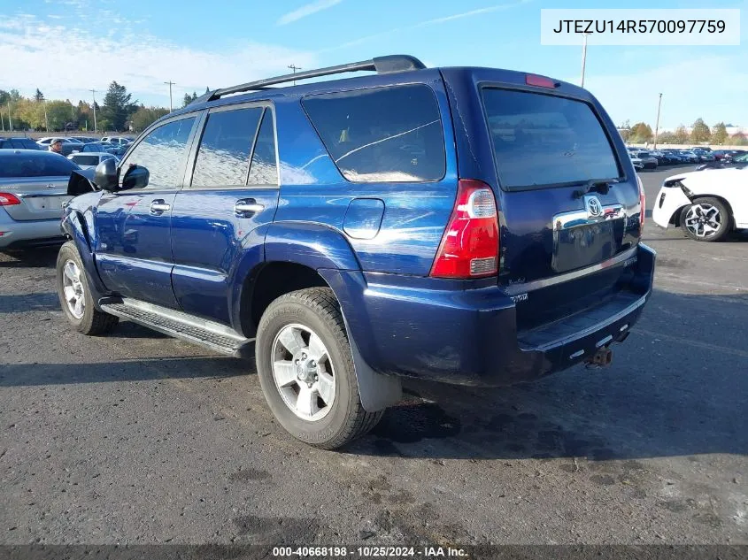 2007 Toyota 4Runner Sr5 V6 VIN: JTEZU14R570097759 Lot: 40668198