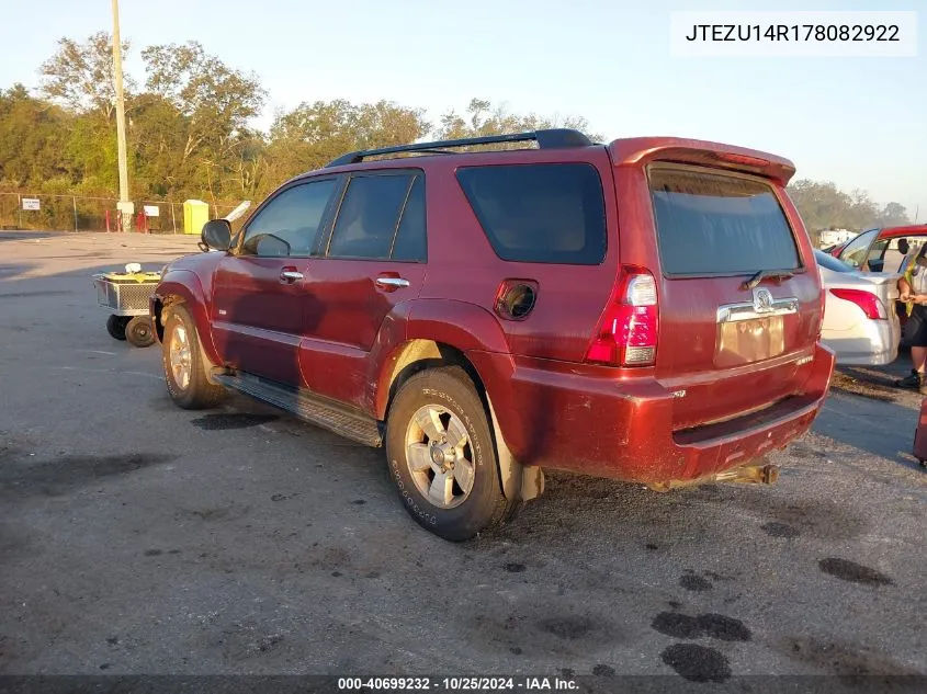 2007 Toyota 4Runner Sr5 V6 VIN: JTEZU14R178082922 Lot: 40699232