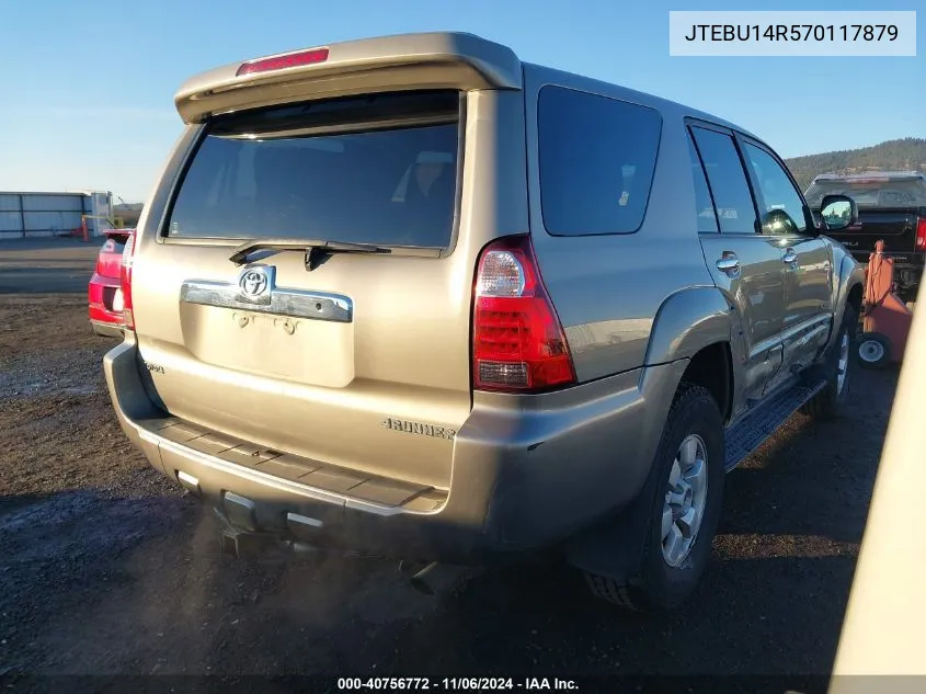 2007 Toyota 4Runner Sr5 V6 VIN: JTEBU14R570117879 Lot: 40756772