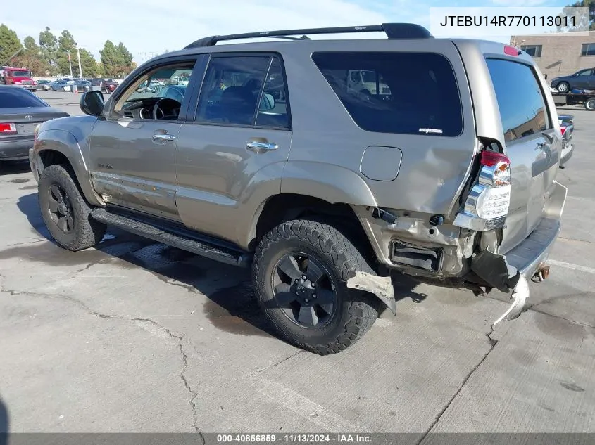 2007 Toyota 4Runner Sr5 V6 VIN: JTEBU14R770113011 Lot: 40856859