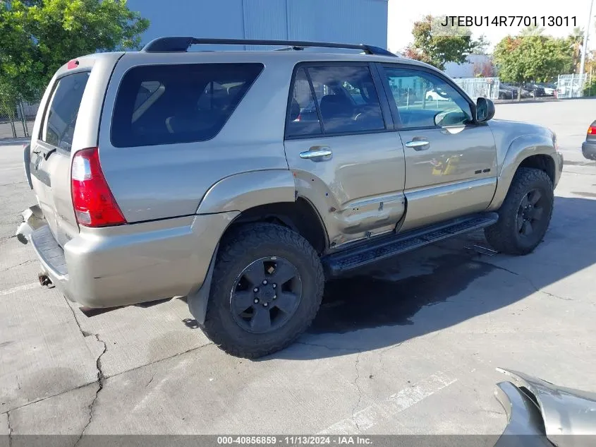 2007 Toyota 4Runner Sr5 V6 VIN: JTEBU14R770113011 Lot: 40856859