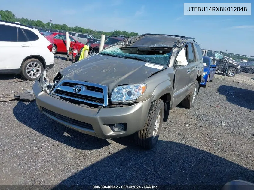 2008 Toyota 4Runner Sr5 V6 VIN: JTEBU14RX8K012048 Lot: 39640942