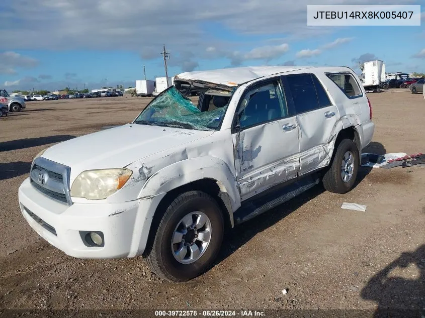 2008 Toyota 4Runner Sr5 V6 VIN: JTEBU14RX8K005407 Lot: 39722578