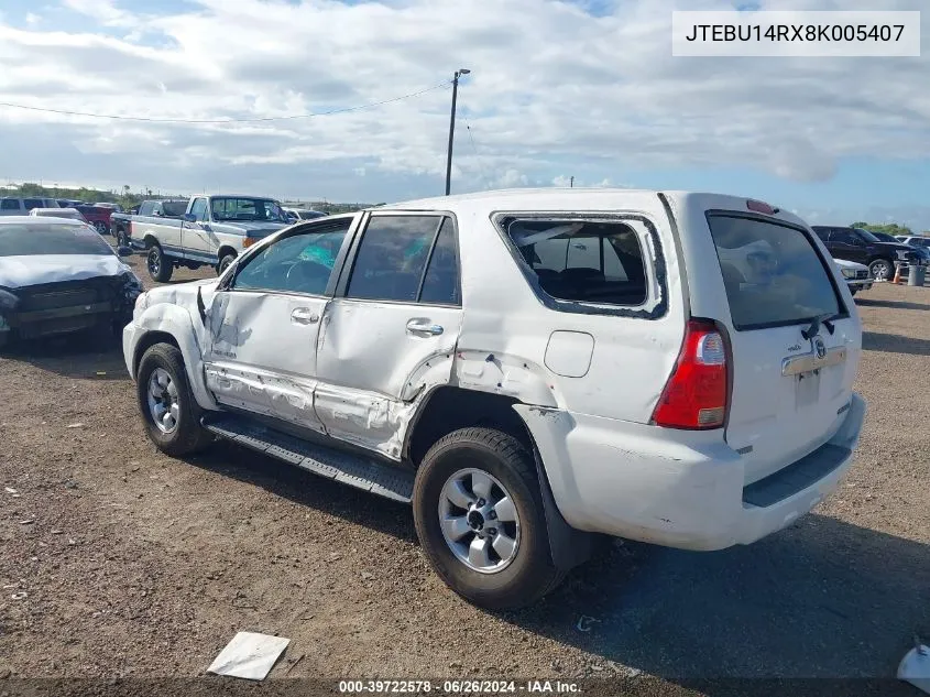 2008 Toyota 4Runner Sr5 V6 VIN: JTEBU14RX8K005407 Lot: 39722578