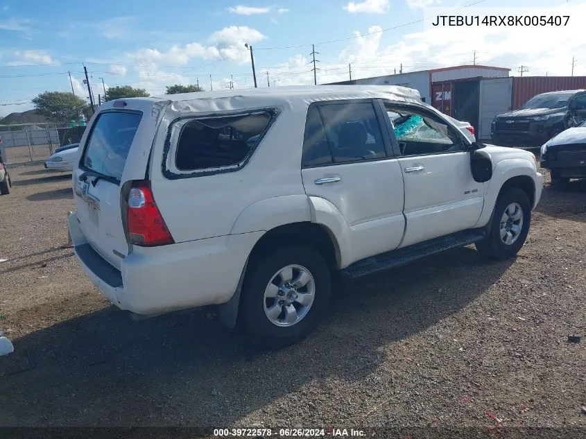 2008 Toyota 4Runner Sr5 V6 VIN: JTEBU14RX8K005407 Lot: 39722578