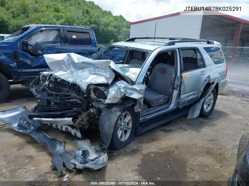 2008 Toyota 4Runner Sr5 V6 VIN: JTEBU14R78K025291 Lot: 39828360