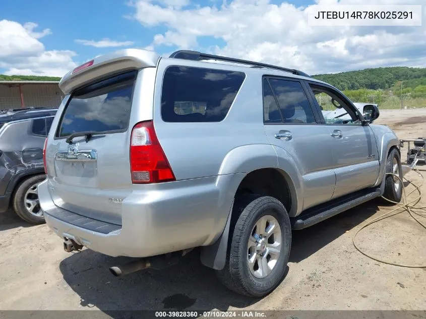 2008 Toyota 4Runner Sr5 V6 VIN: JTEBU14R78K025291 Lot: 39828360