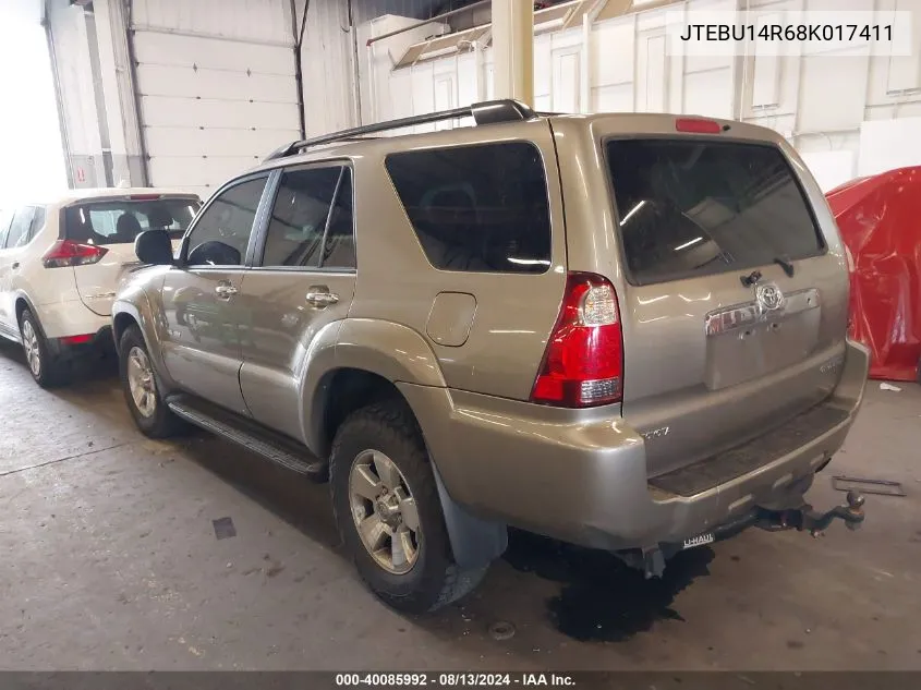 2008 Toyota 4Runner Sr5 V6 VIN: JTEBU14R68K017411 Lot: 40085992