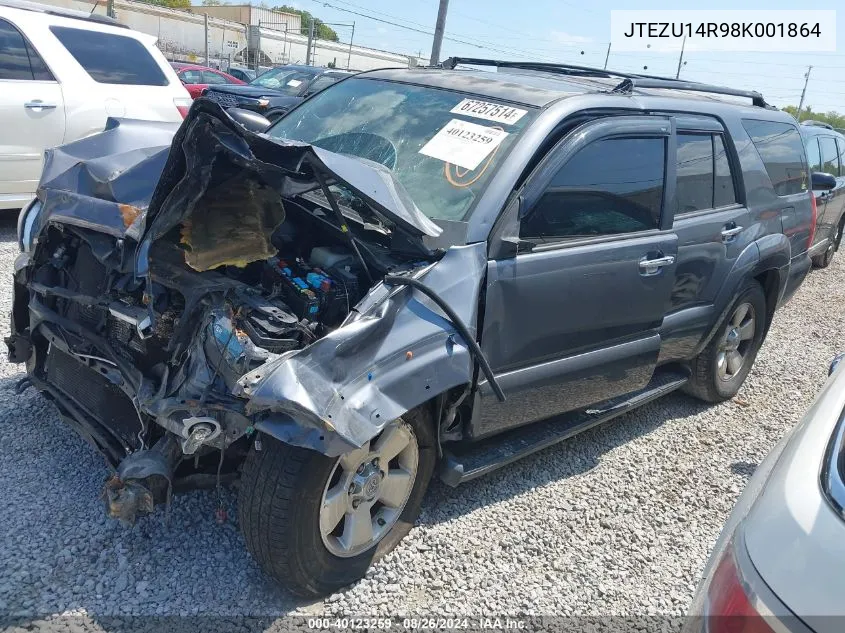 2008 Toyota 4Runner Sr5 V6 VIN: JTEZU14R98K001864 Lot: 40123259