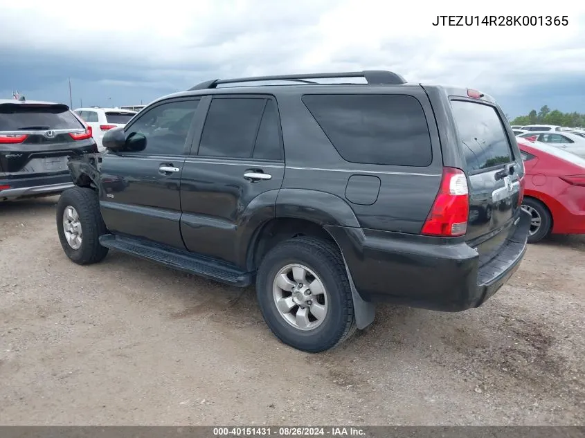 2008 Toyota 4Runner Sr5 V6 VIN: JTEZU14R28K001365 Lot: 40151431