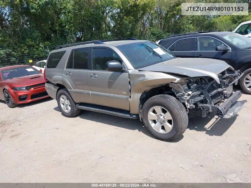 2008 Toyota 4Runner Sr5 V6 VIN: JTEZU14R980101152 Lot: 40169128