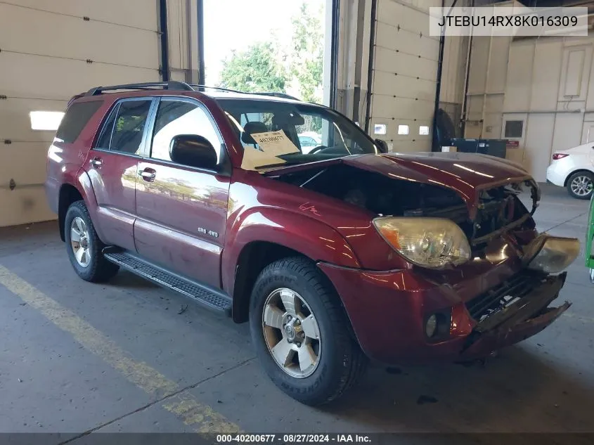 2008 Toyota 4Runner Sr5 V6 VIN: JTEBU14RX8K016309 Lot: 40200677