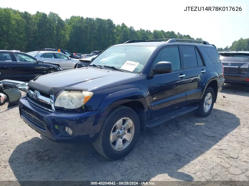 2008 Toyota 4Runner Sr5 V6 VIN: JTEZU14R78K017626 Lot: 40204842