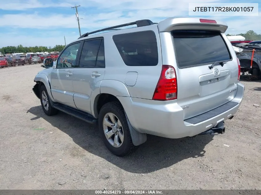 2008 Toyota 4Runner Limited V8 VIN: JTEBT17R28K001057 Lot: 40254270