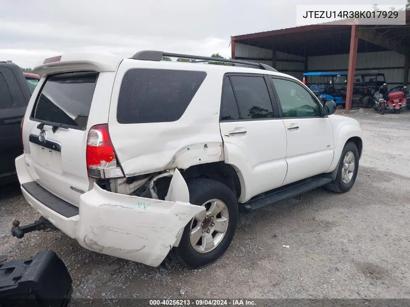 2008 Toyota 4Runner Sr5 V6 VIN: JTEZU14R38K017929 Lot: 40256213