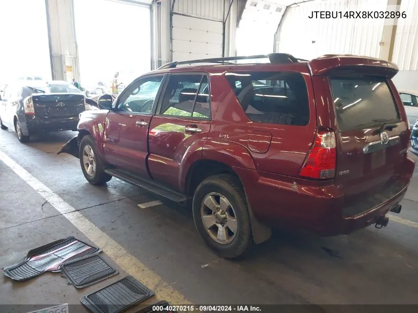 2008 Toyota 4Runner Sr5 V6 VIN: JTEBU14RX8K032896 Lot: 40270215