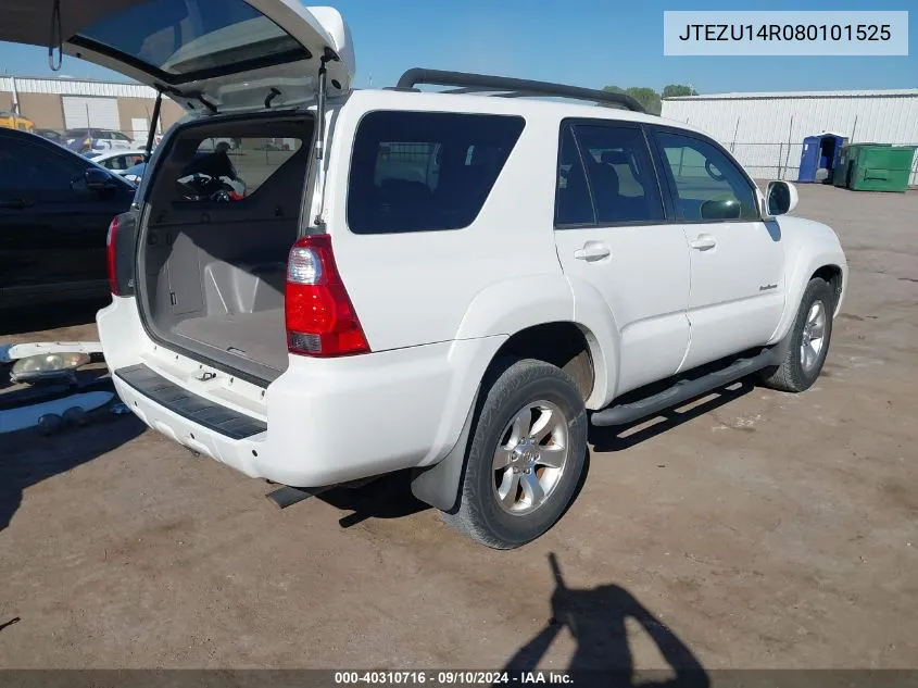 2008 Toyota 4Runner Sport V6 VIN: JTEZU14R080101525 Lot: 40310716