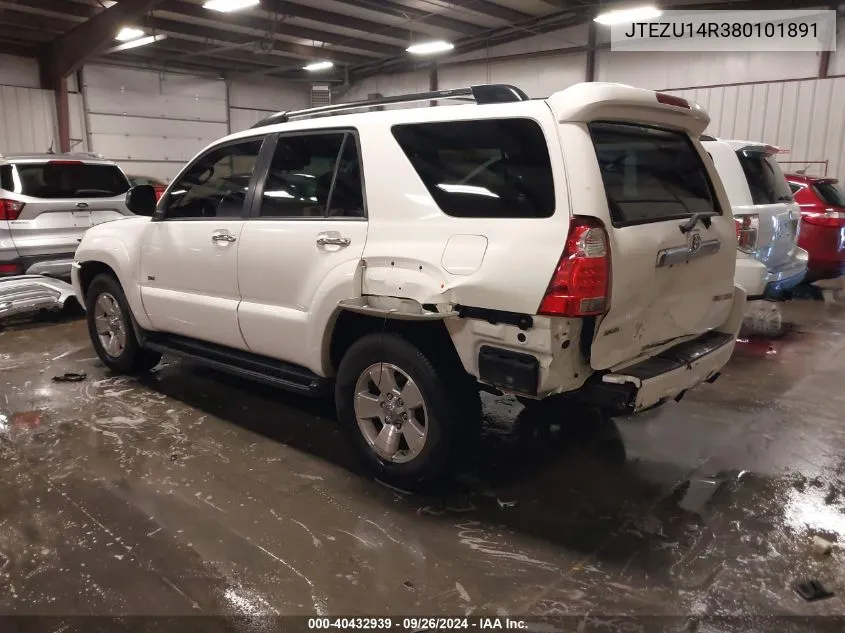 2008 Toyota 4Runner Sr5/Sport VIN: JTEZU14R380101891 Lot: 40432939