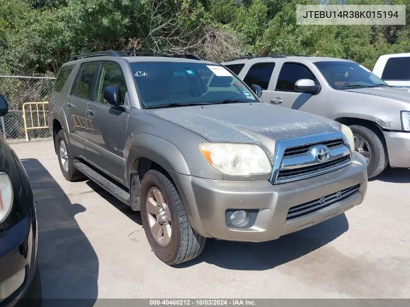 2008 Toyota 4Runner Sr5 V6 VIN: JTEBU14R38K015194 Lot: 40460212