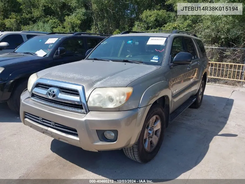 2008 Toyota 4Runner Sr5 V6 VIN: JTEBU14R38K015194 Lot: 40460212