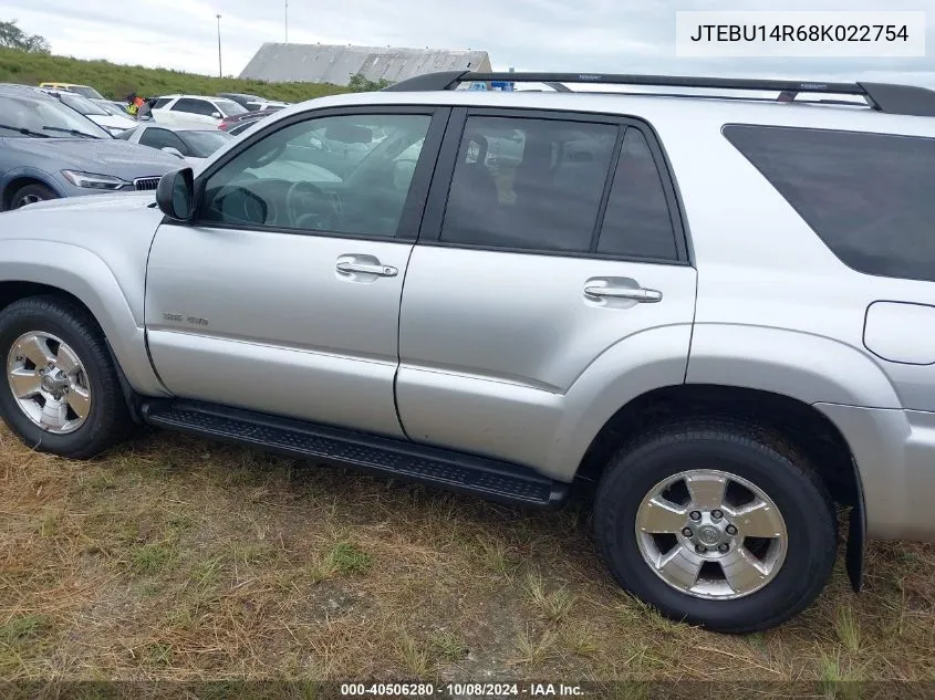 2008 Toyota 4Runner Sr5 V6 VIN: JTEBU14R68K022754 Lot: 40506280