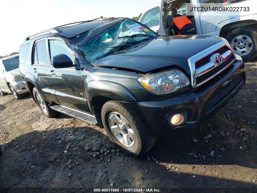 2008 Toyota 4Runner Sr5 V6 VIN: JTEZU14R08K022733 Lot: 40511668