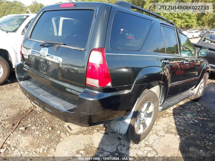 2008 Toyota 4Runner Sr5 V6 VIN: JTEZU14R08K022733 Lot: 40511668