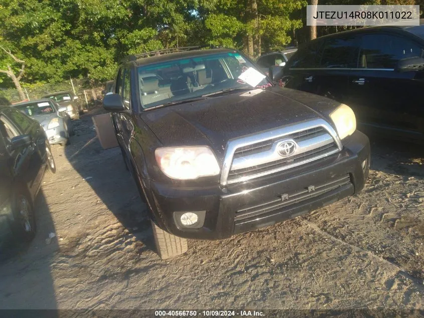 2008 Toyota 4Runner Sr5 V6 VIN: JTEZU14R08K011022 Lot: 40566750