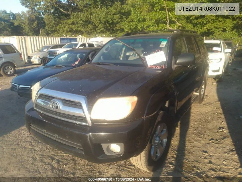 2008 Toyota 4Runner Sr5 V6 VIN: JTEZU14R08K011022 Lot: 40566750