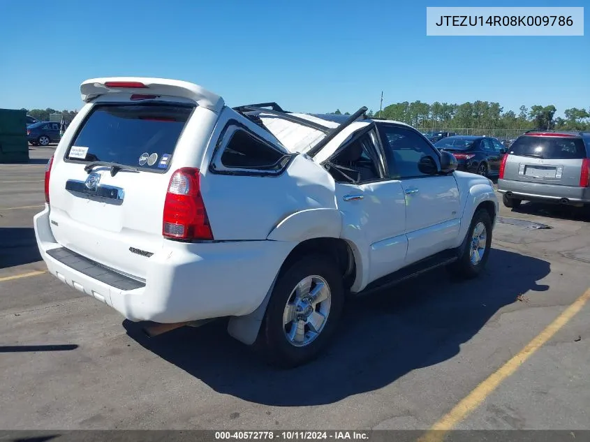 2008 Toyota 4Runner Sr5 V6 VIN: JTEZU14R08K009786 Lot: 40572778