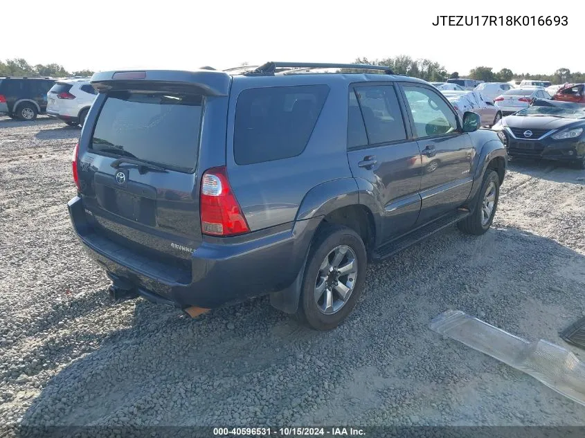 2008 Toyota 4Runner Limited V6 VIN: JTEZU17R18K016693 Lot: 40596531