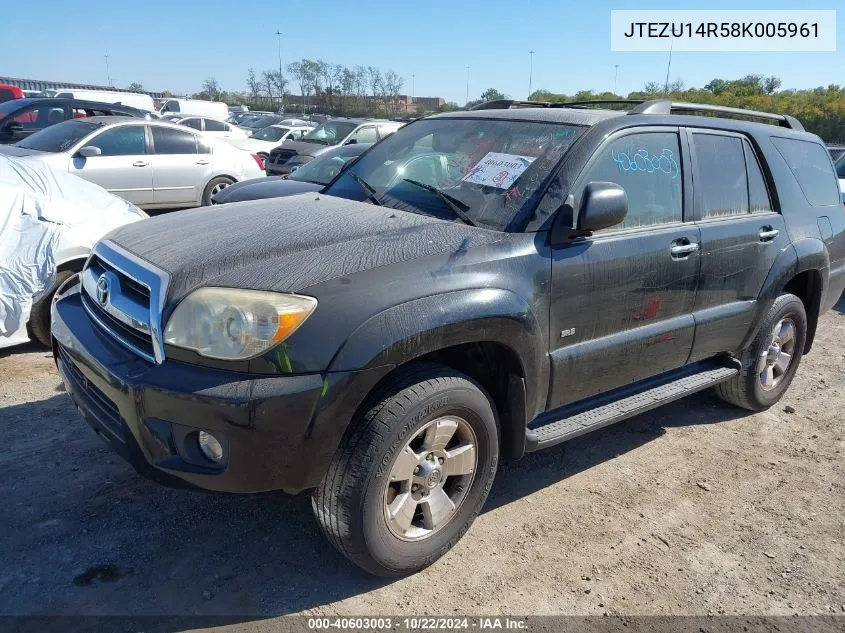 2008 Toyota 4Runner Sr5 V6 VIN: JTEZU14R58K005961 Lot: 40603003